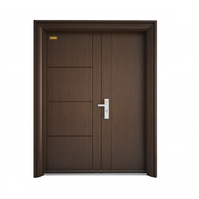 Cửa thép vân gỗ cánh lệch-GS3H10