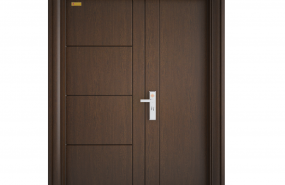 Cửa thép vân gỗ cánh lệch-GS3H10